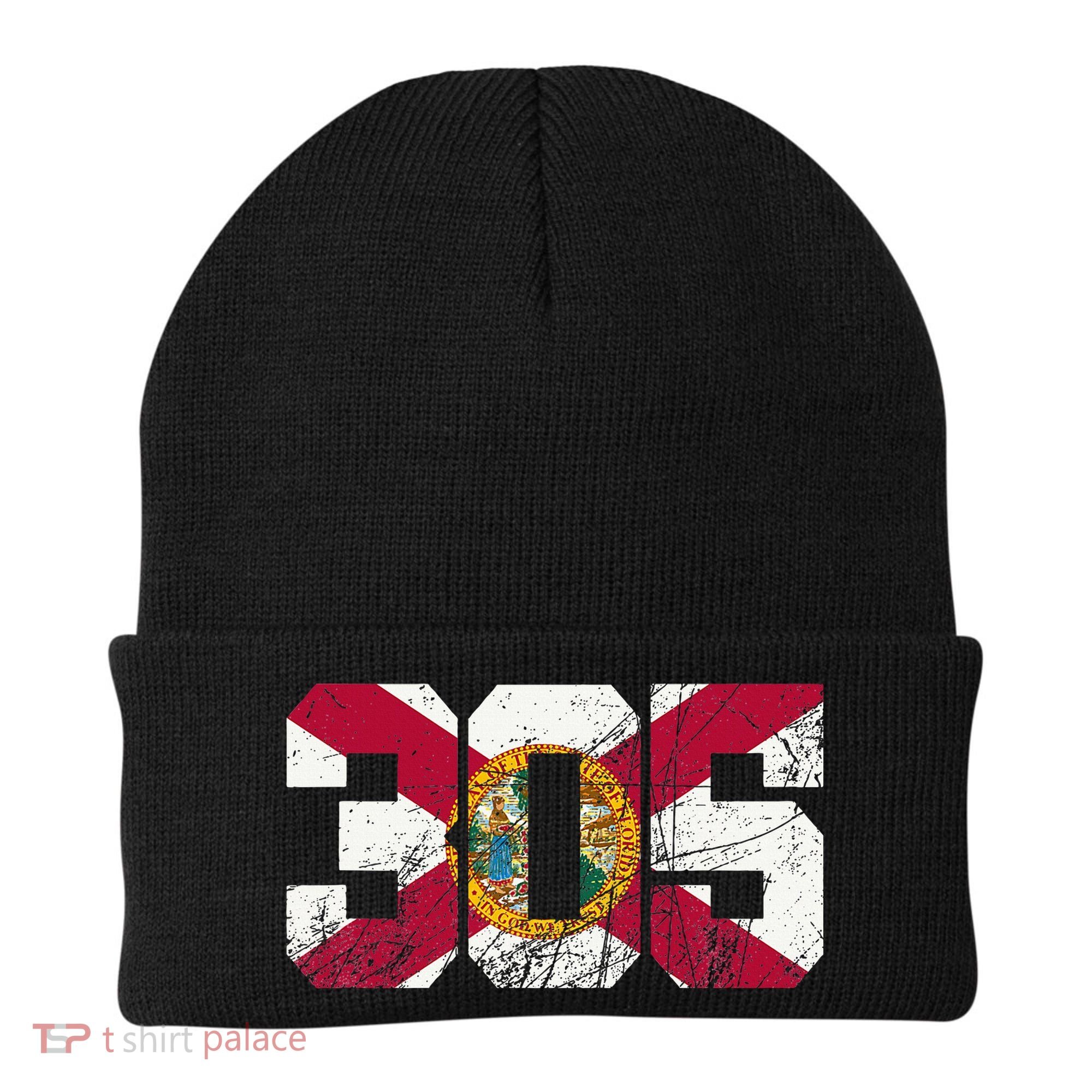 305 Area Code Flag Of Florida Miamidade County Beanie