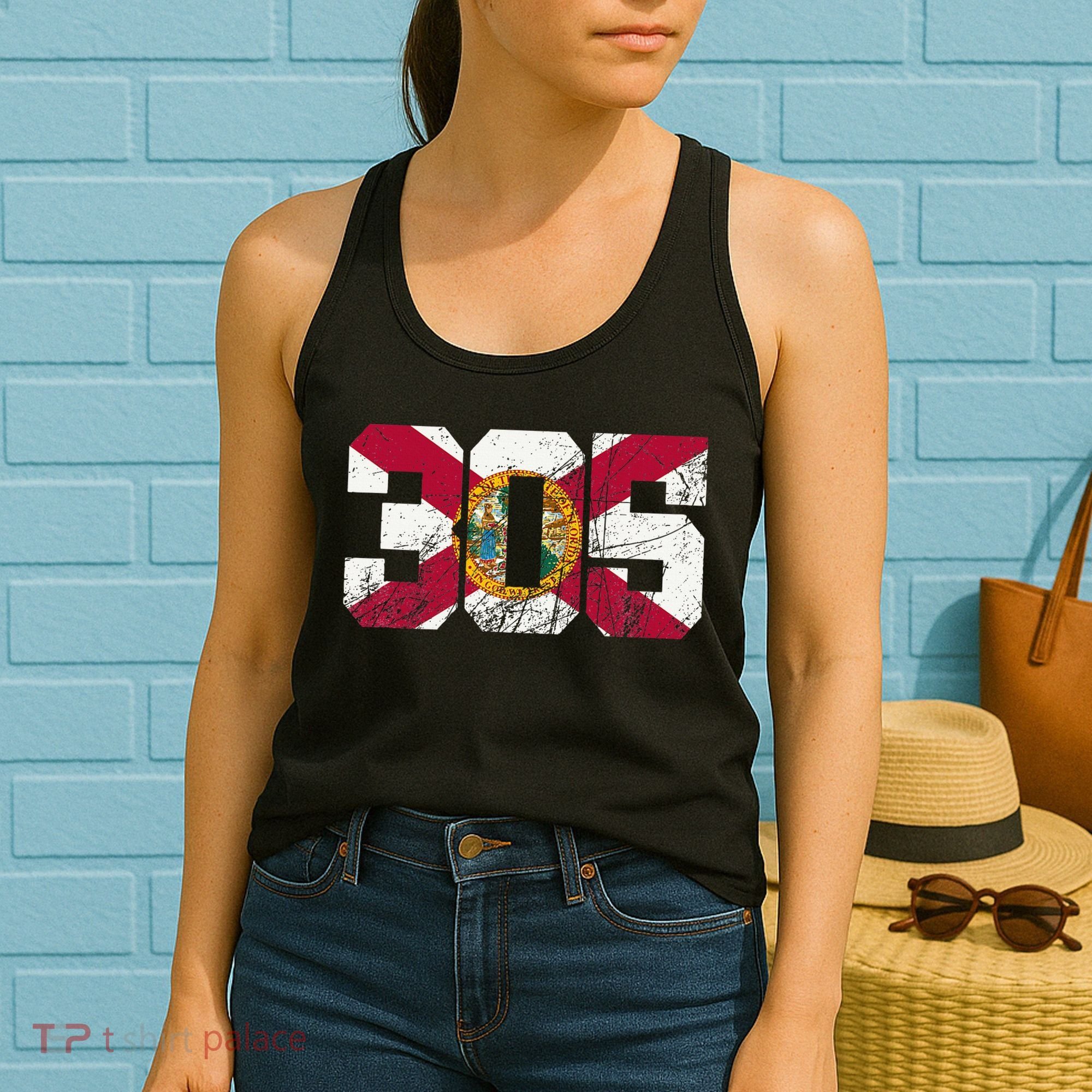 305 Area Code Flag Of Florida Miamidade County Women's Tank Top