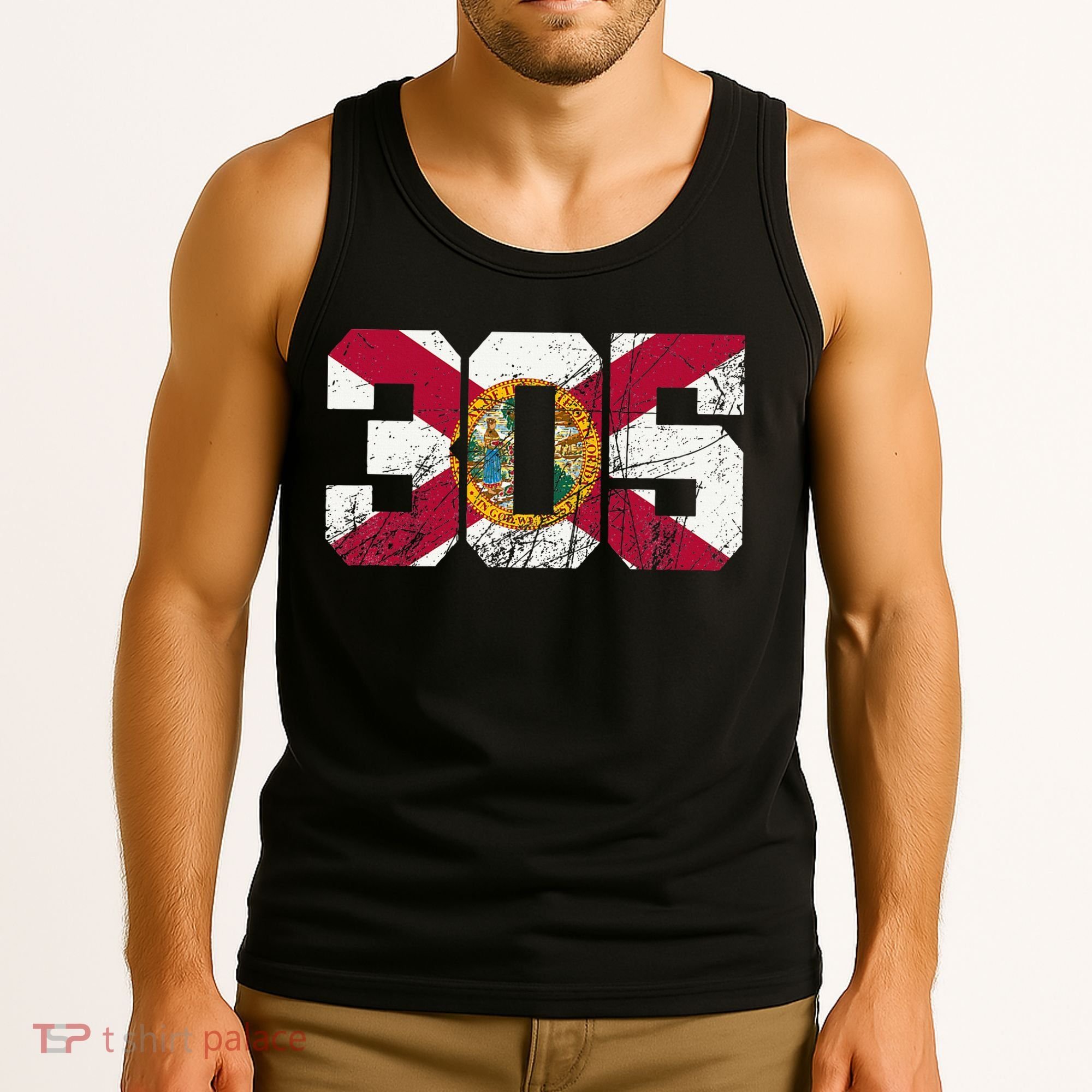 305 Area Code Flag Of Florida Miamidade County Tank Top