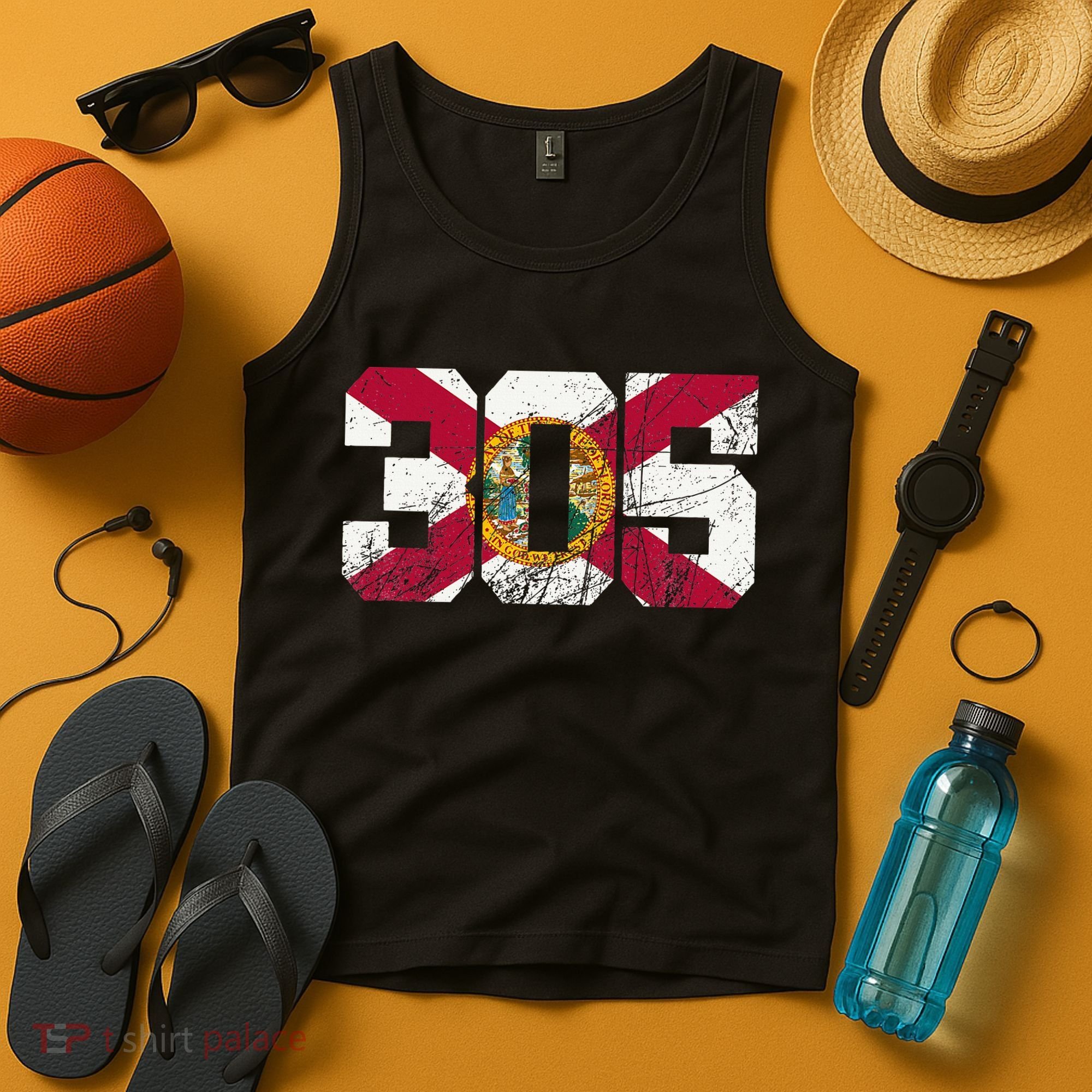 305 Area Code Flag Of Florida Miamidade County Tank Top