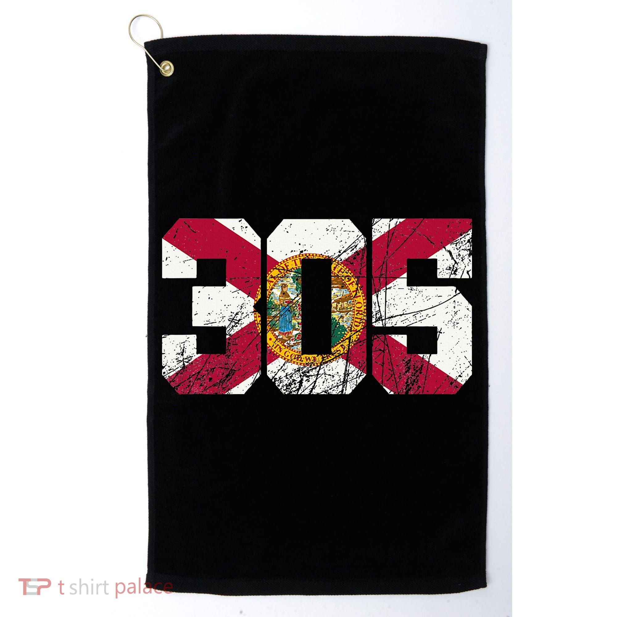 305 Area Code Flag Of Florida Miamidade County Golf Towel