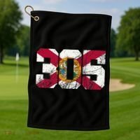 305 Area Code Flag Of Florida Miamidade County Golf Towel thumb 1