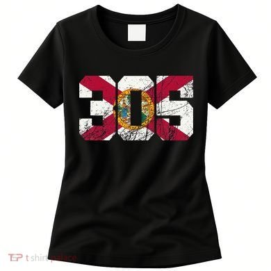 305 Area Code Flag Of Florida Miamidade County Women's T-Shirt