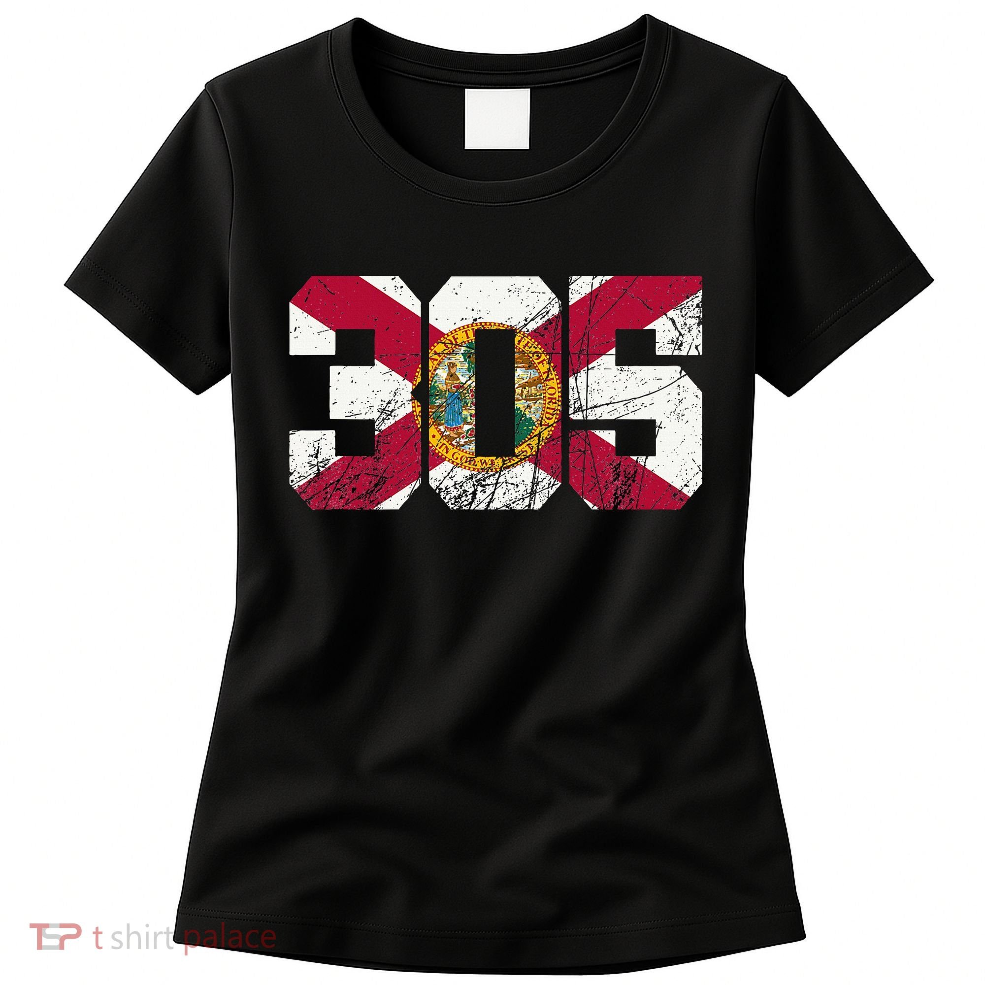 305 Area Code Flag Of Florida Miamidade County Women's T-Shirt