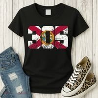 305 Area Code Flag Of Florida Miamidade County Women's T-Shirt thumb 3