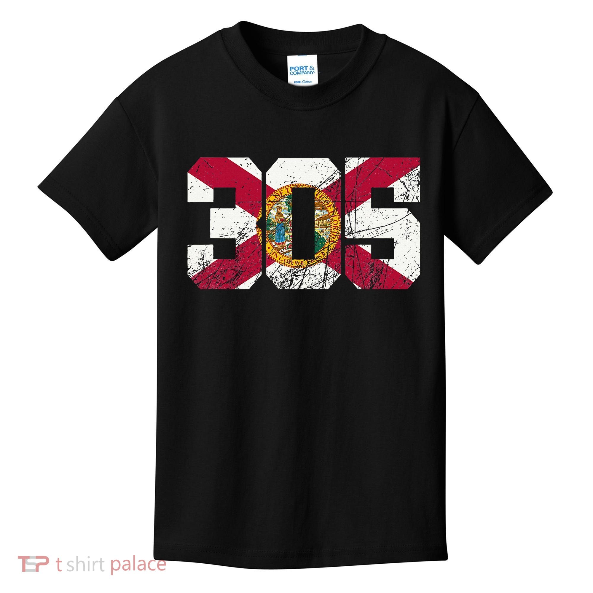 305 Area Code Flag Of Florida Miamidade County Kids T-Shirt