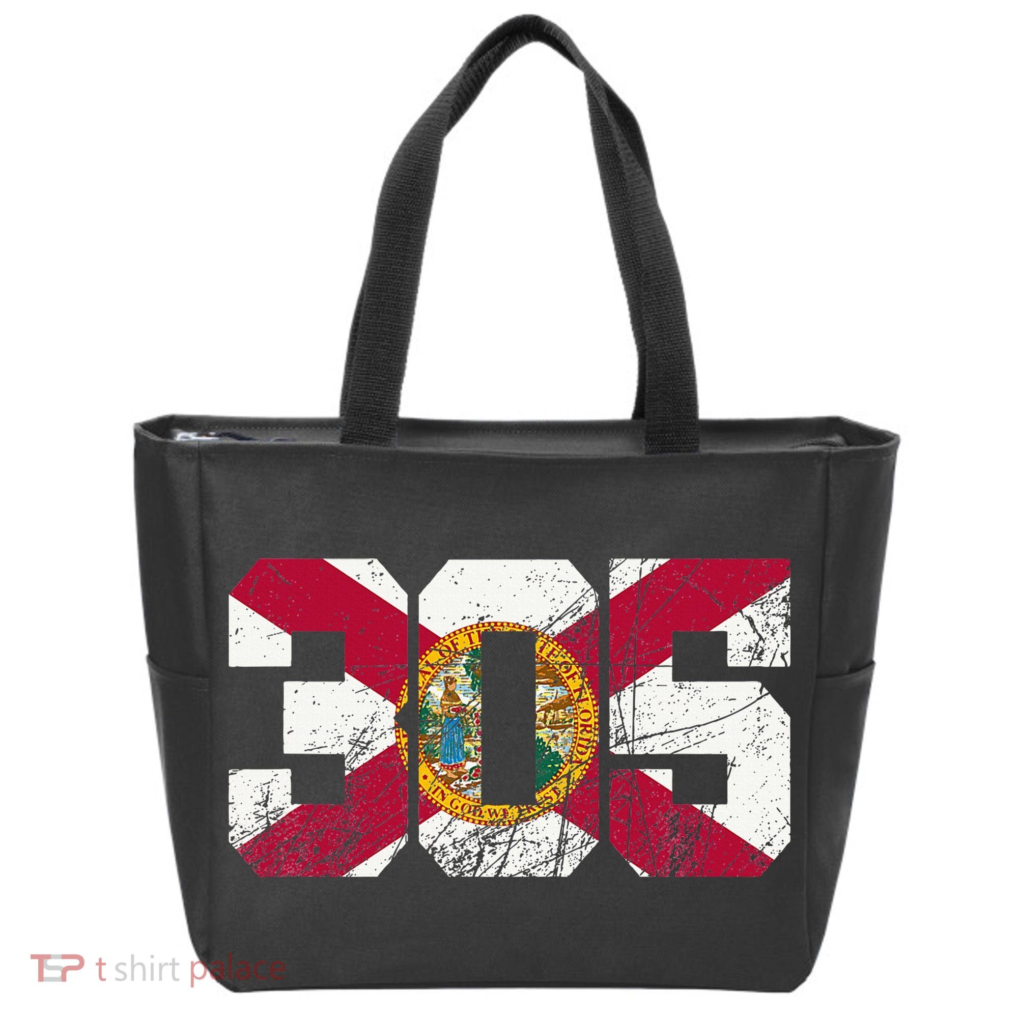 305 Area Code Flag Of Florida Miamidade County Tote Bag