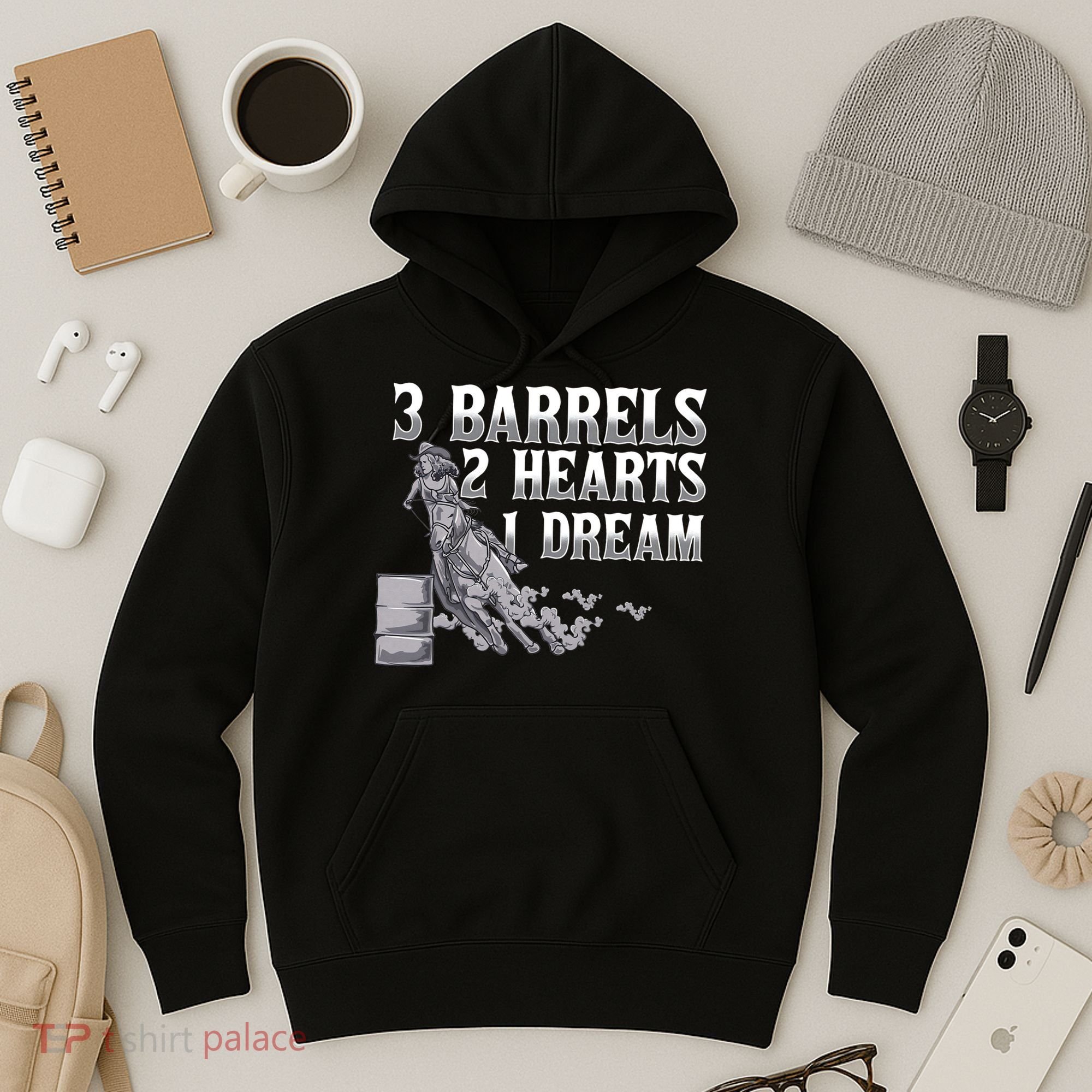 3 Barrels 2 Hearts 1 Dream Horse Barrel Racing Hoodie