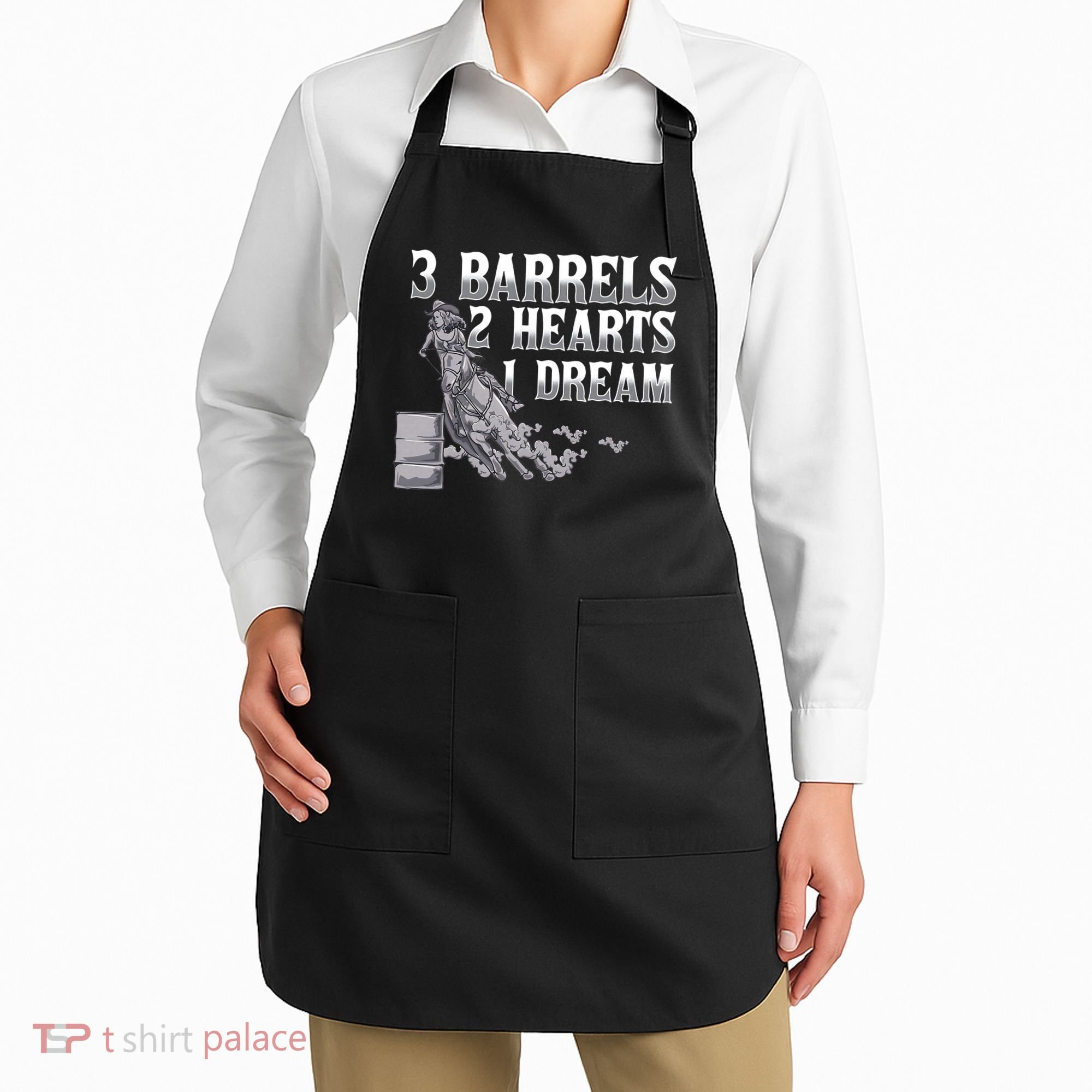 3 Barrels 2 Hearts 1 Dream Horse Barrel Racing Apron