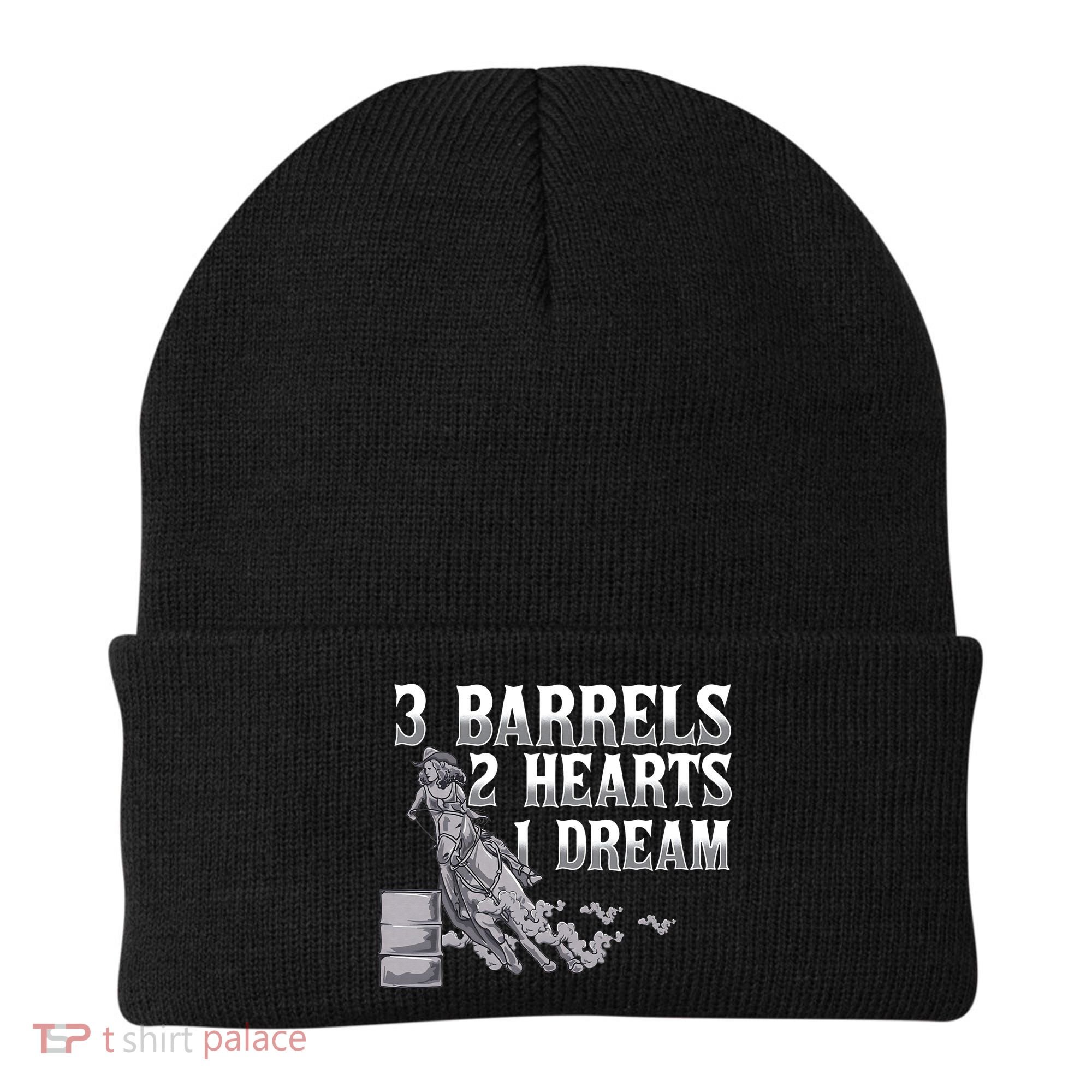 3 Barrels 2 Hearts 1 Dream Horse Barrel Racing Beanie