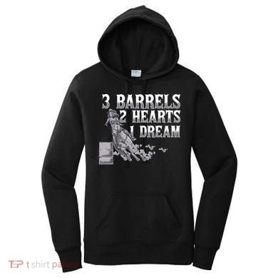 3 Barrels 2 Hearts 1 Dream Horse Barrel Racing Women's Hoodie
