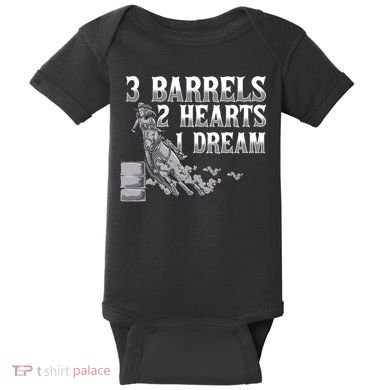 3 Barrels 2 Hearts 1 Dream Horse Barrel Racing Baby Bodysuit