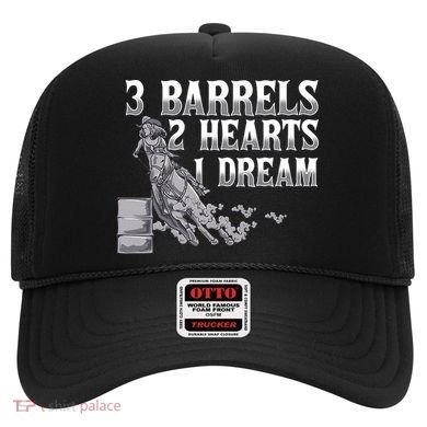 3 Barrels 2 Hearts 1 Dream Horse Barrel Racing Hat