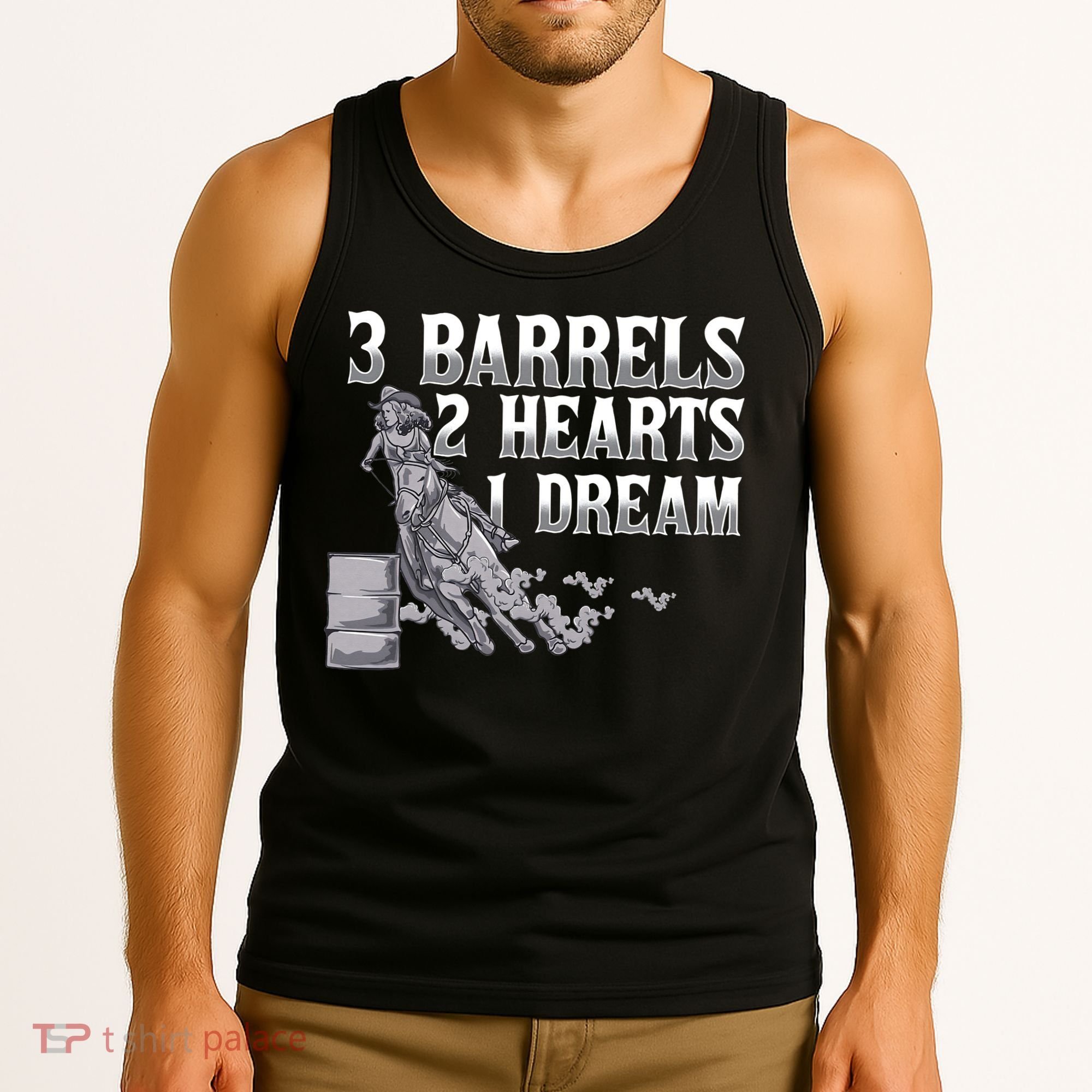 3 Barrels 2 Hearts 1 Dream Horse Barrel Racing Tank Top