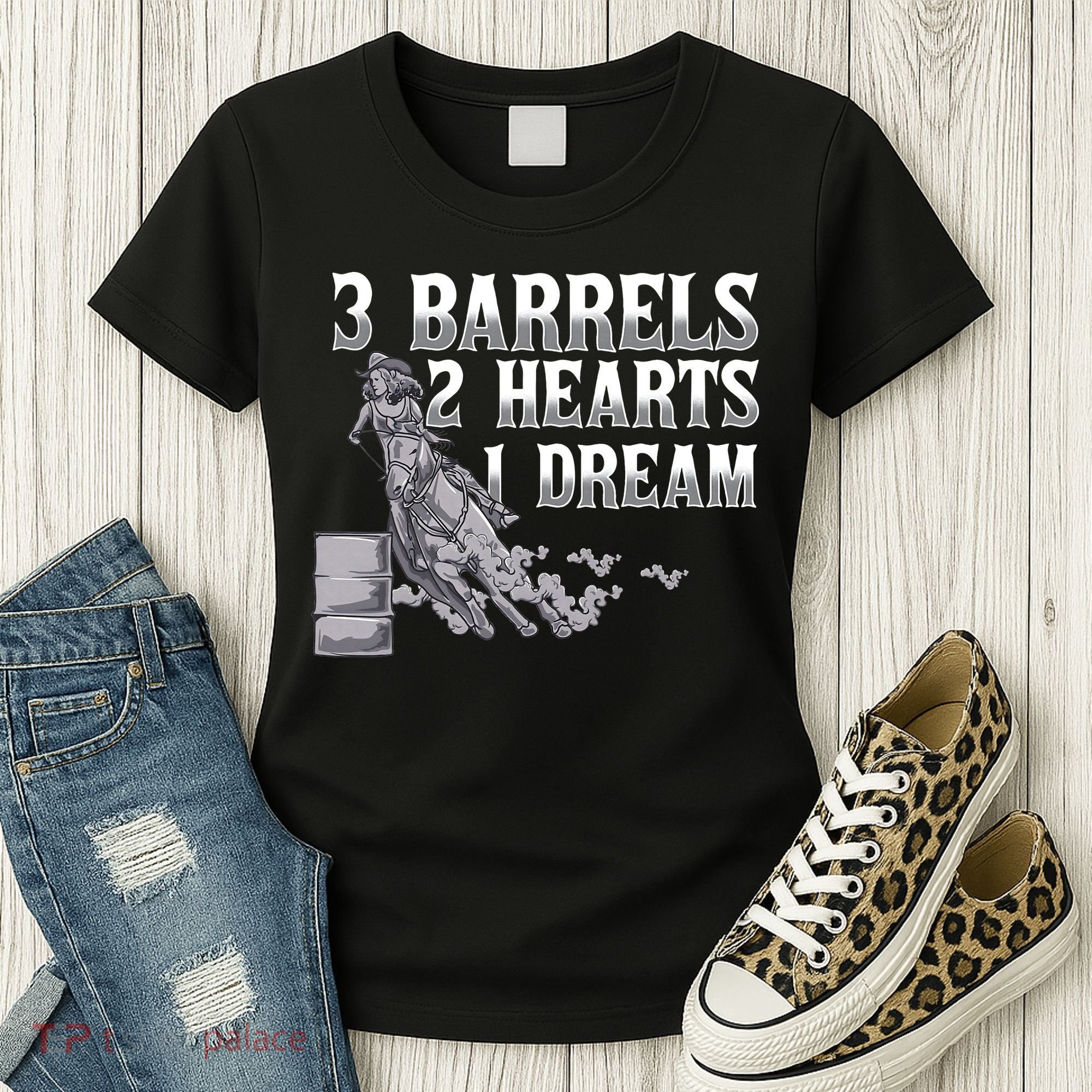 3 Barrels 2 Hearts 1 Dream Horse Barrel Racing Women's T-Shirt