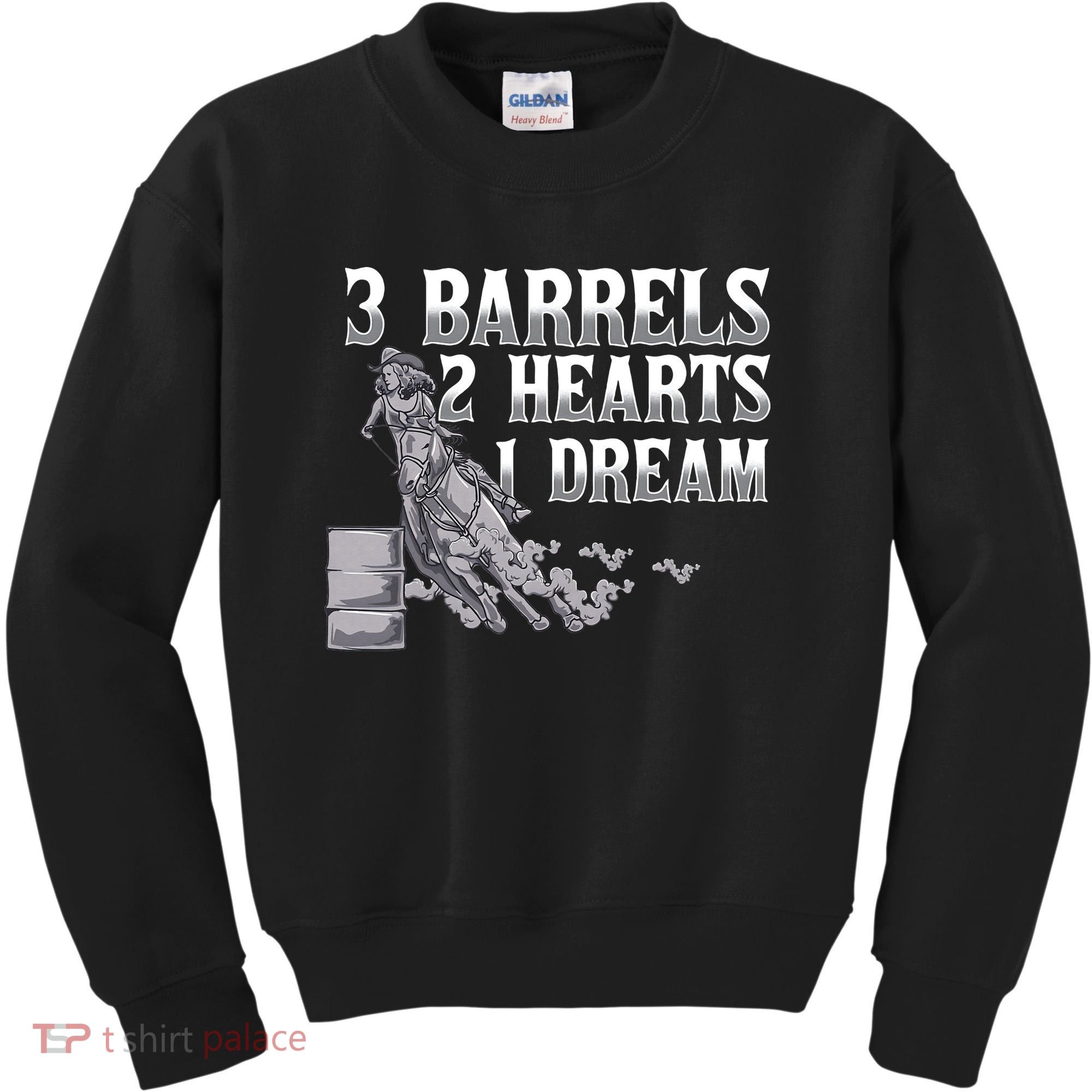 3 Barrels 2 Hearts 1 Dream Horse Barrel Racing Kids Sweatshirt