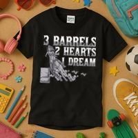 3 Barrels 2 Hearts 1 Dream Horse Barrel Racing Kids T-Shirt thumb 3