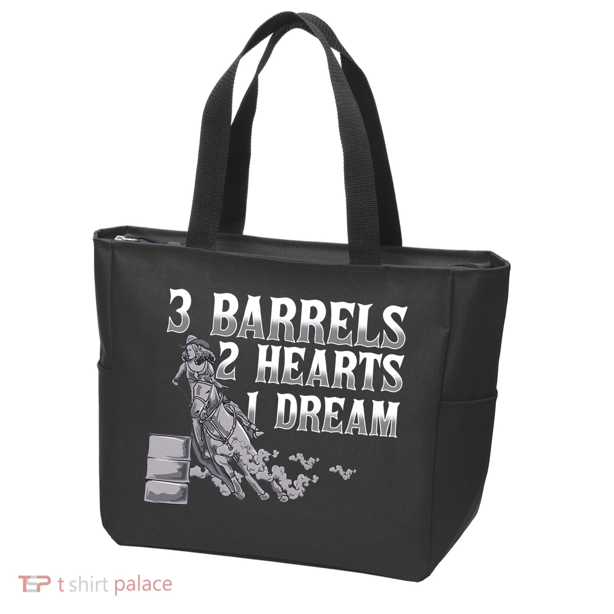3 Barrels 2 Hearts 1 Dream Horse Barrel Racing Tote Bag