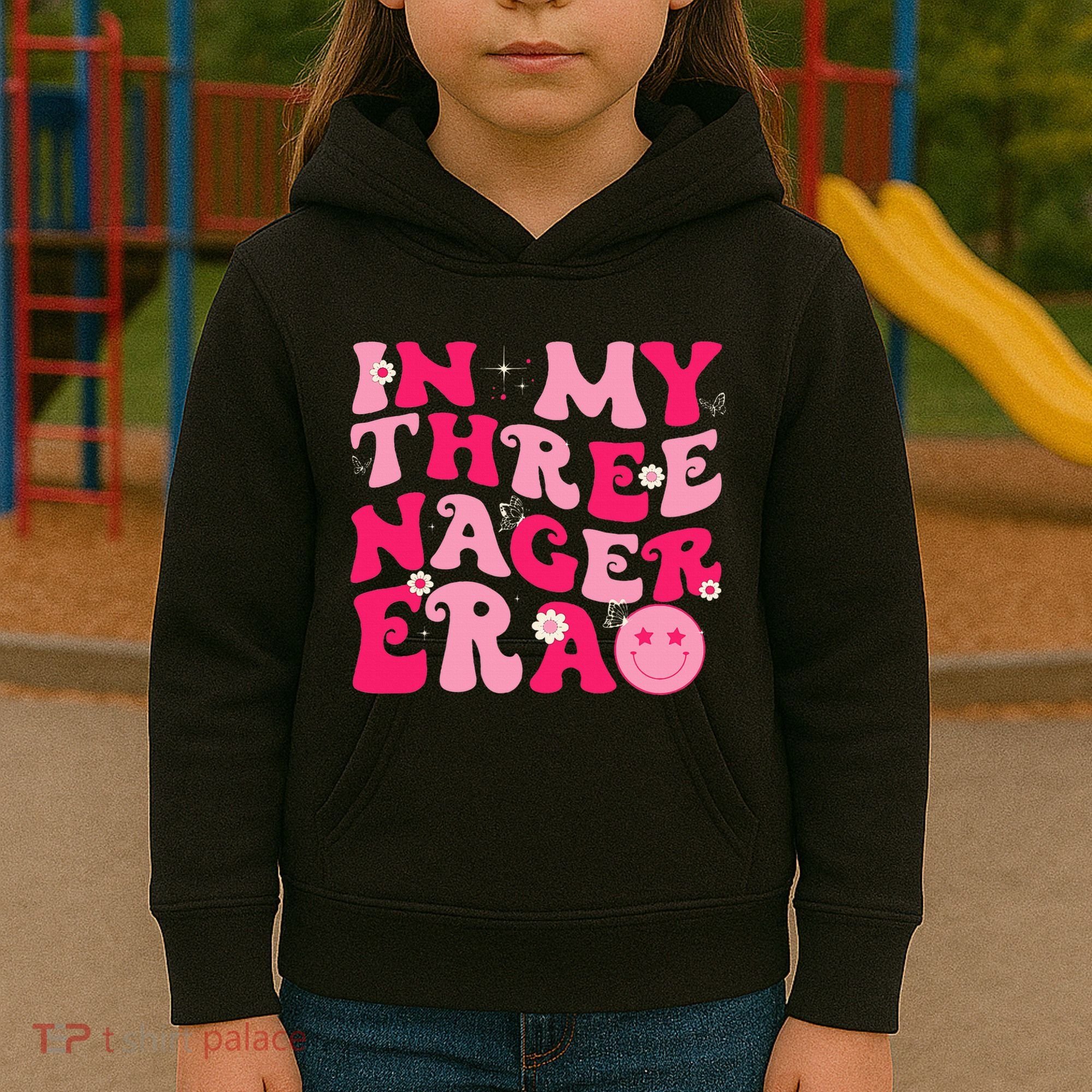 3rd Birthday 3 Year Old Bday In My Threenager Era Kids Hoodie