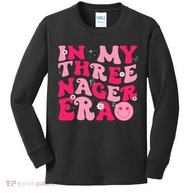 3rd Birthday 3 Year Old Bday In My Threenager Era Kids Long Sleeve Shirt