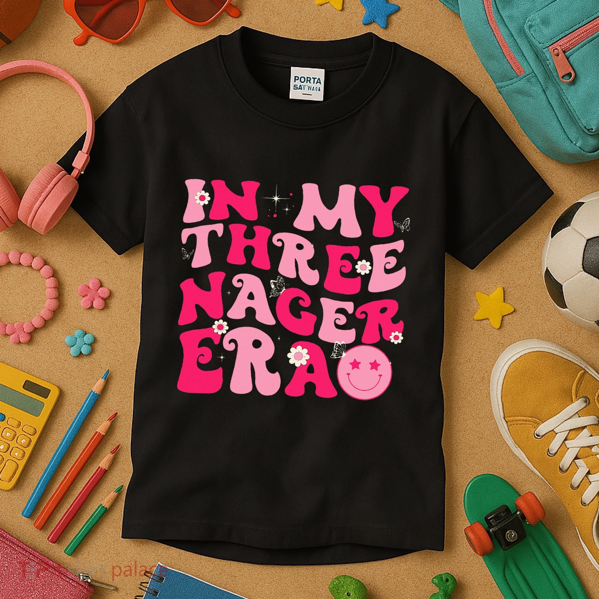 3rd Birthday 3 Year Old Bday In My Threenager Era Kids T-Shirt