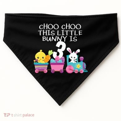 3rd Birthday 3 Easter Bunny 3 Year Old Train Outfit USA-Made Doggie Bandana