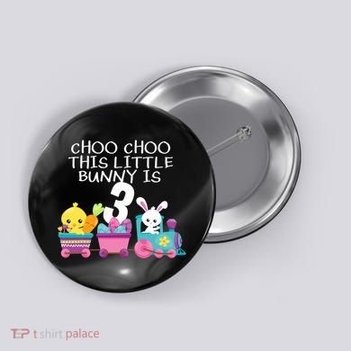 3rd Birthday 3 Easter Bunny 3 Year Old Train Outfit Button