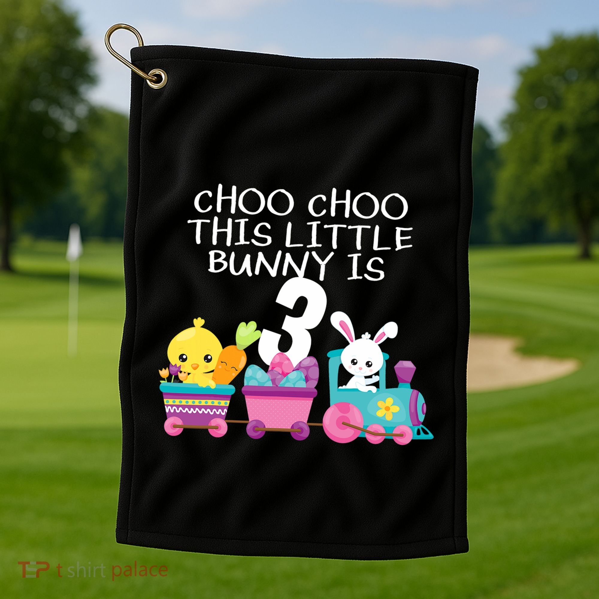 3rd Birthday 3 Easter Bunny 3 Year Old Train Outfit Golf Towel