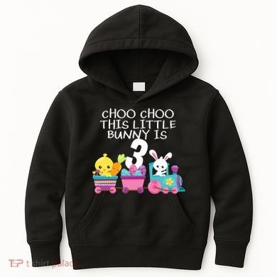 3rd Birthday 3 Easter Bunny 3 Year Old Train Outfit Kids Hoodie