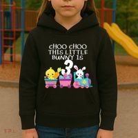 3rd Birthday 3 Easter Bunny 3 Year Old Train Outfit Kids Hoodie thumb 3
