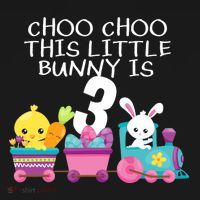 3rd Birthday 3 Easter Bunny 3 Year Old Train Outfit Kids Long Sleeve Shirt thumb 2