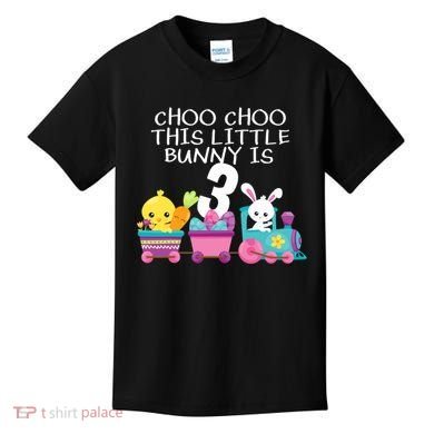 3rd Birthday 3 Easter Bunny 3 Year Old Train Outfit Kids T-Shirt