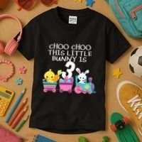 3rd Birthday 3 Easter Bunny 3 Year Old Train Outfit Kids T-Shirt thumb 3