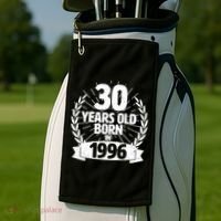 30th Birthday 30 Years Old Born In 1996 Wreath Banner  Golf Towel thumb 2