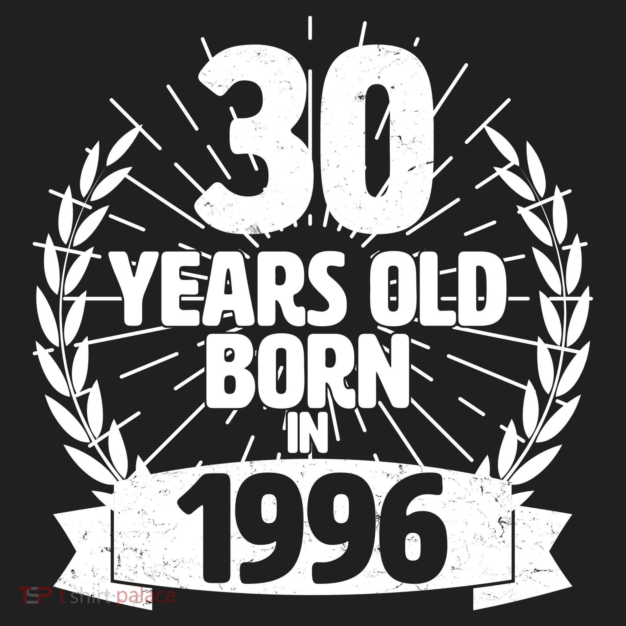 30th Birthday 30 Years Old Born In 1996 Wreath Banner  Golf Towel