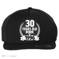 30th Birthday 30 Years Old Born In 1996 Wreath Banner  Wool Snapback Cap thumb 0