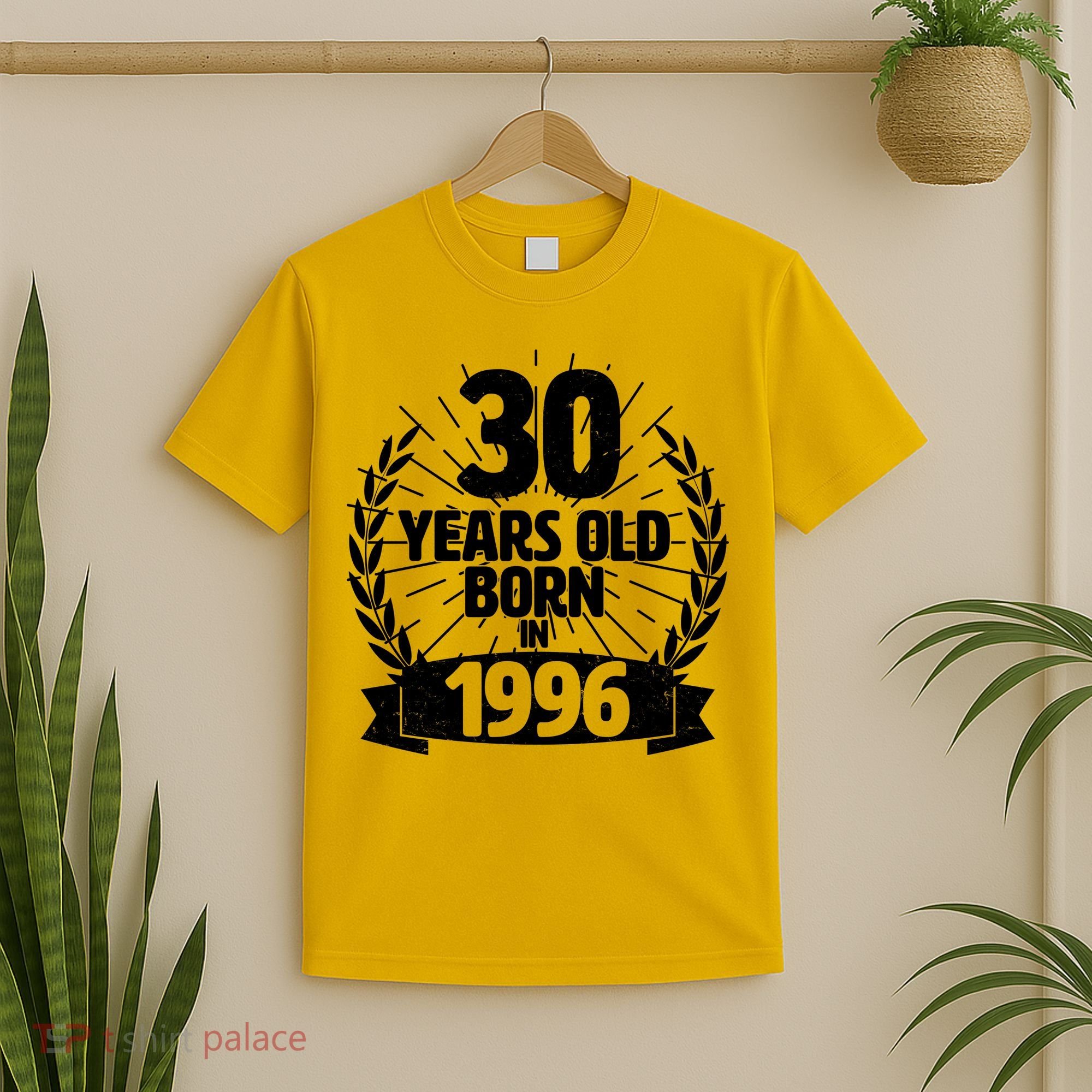 30th Birthday 30 Years Old Born In 1996 Wreath Banner  T-Shirt