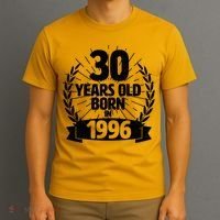 30th Birthday 30 Years Old Born In 1996 Wreath Banner  T-Shirt thumb 3