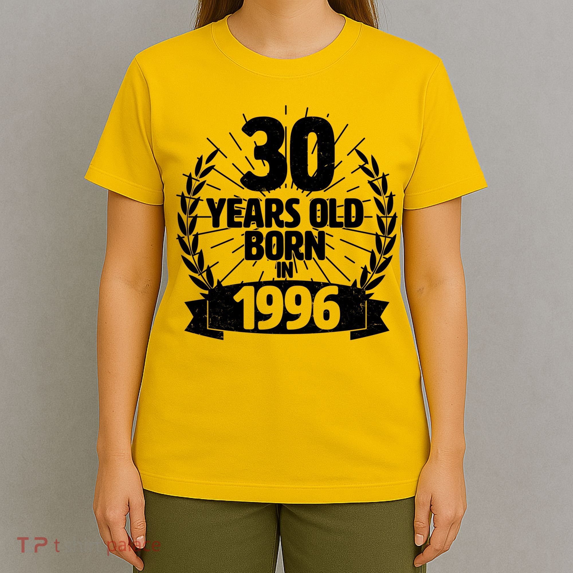 30th Birthday 30 Years Old Born In 1996 Wreath Banner  T-Shirt