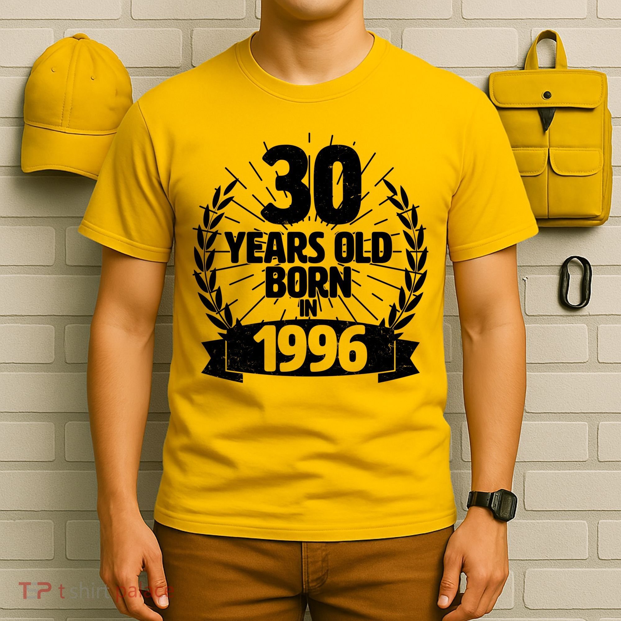 30th Birthday 30 Years Old Born In 1996 Wreath Banner  T-Shirt