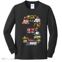 3rd Birthday 3 Year Old Transportation Cars Fire Truck Kids Long Sleeve Shirt thumb 0