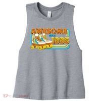 30th Birthday Awesome Since 1996 Retro Roller Skates  Women's Racerback Cropped Tank thumb 0