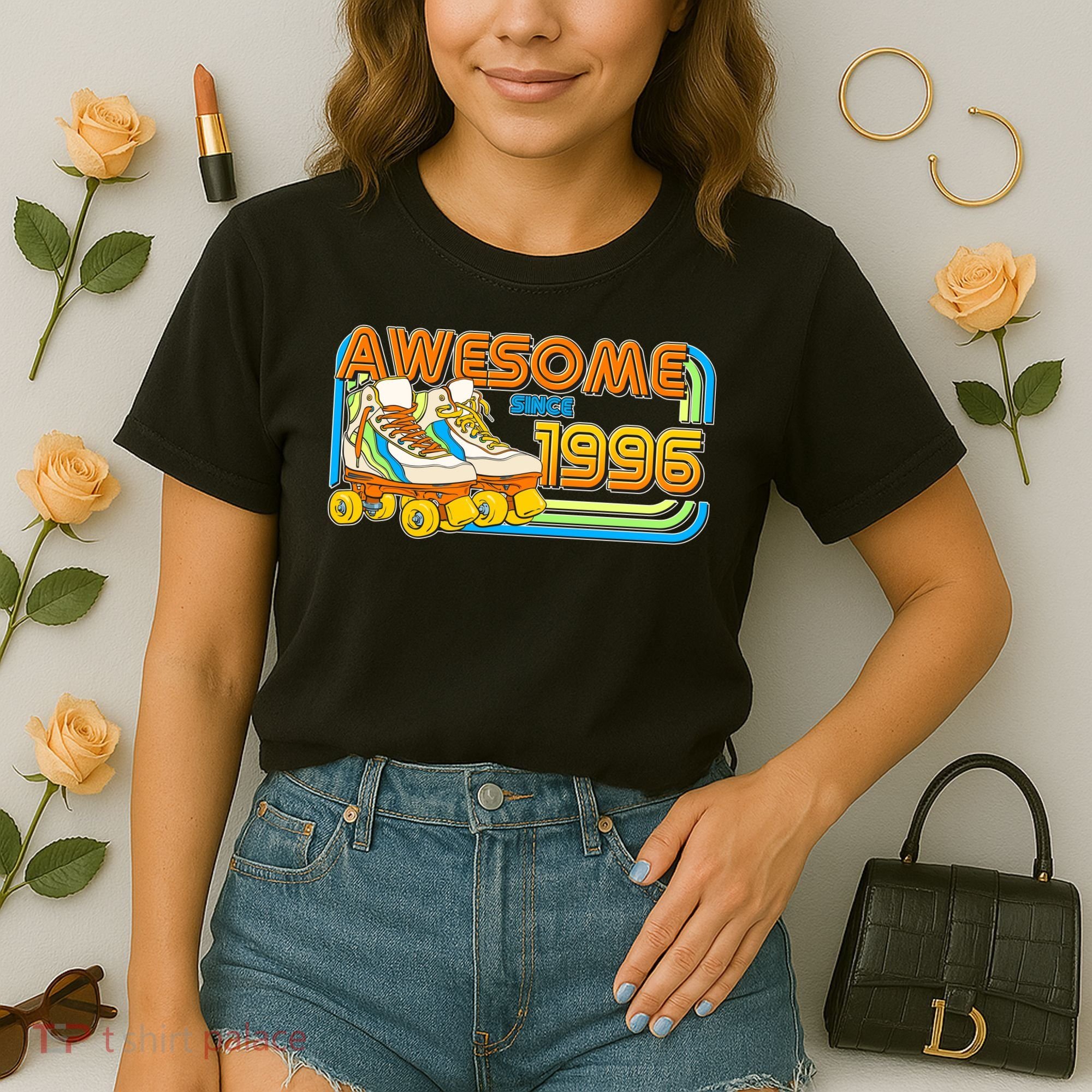 30th Birthday Awesome Since 1996 Retro Roller Skates  Comfort Colors Boxy T-Shirt