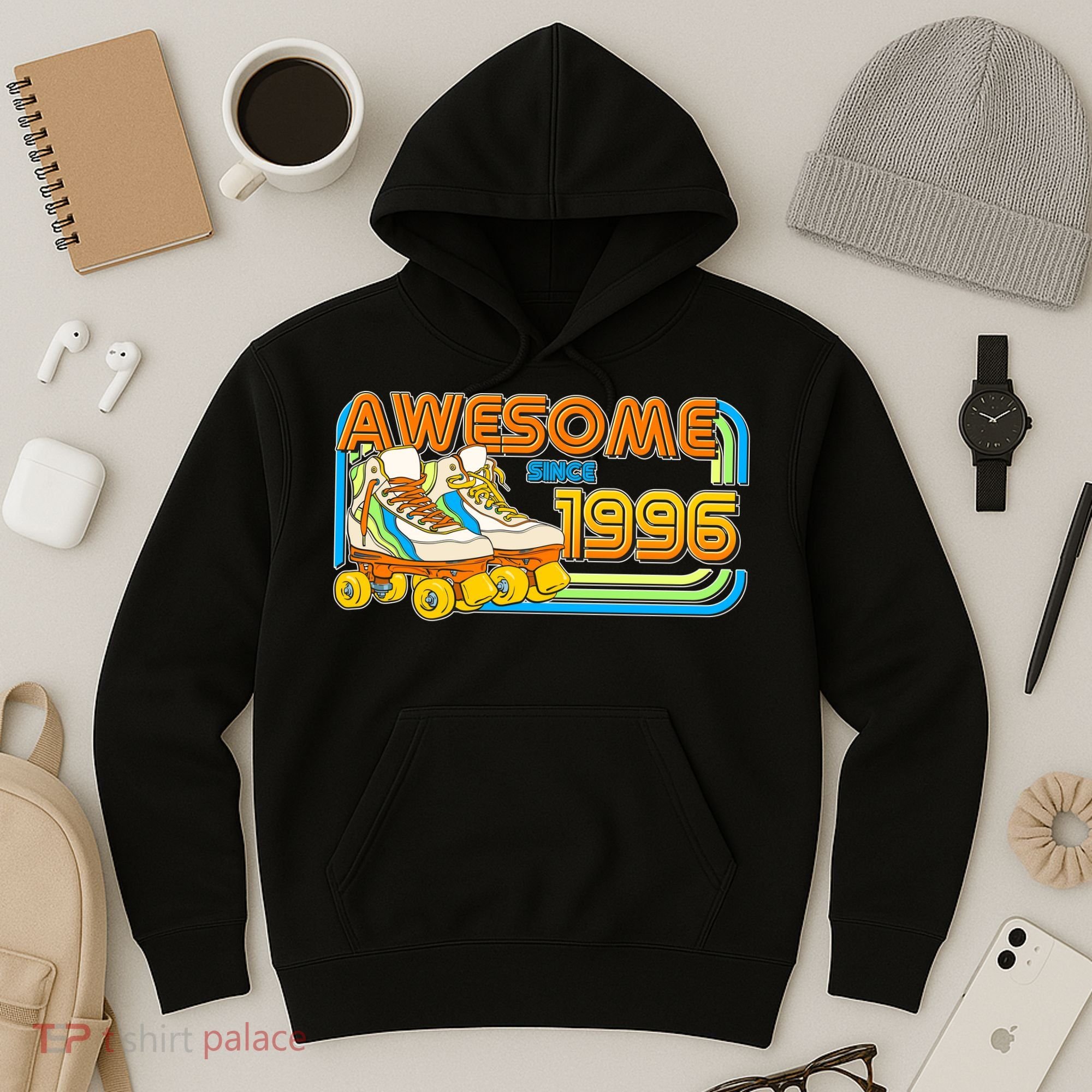 30th Birthday Awesome Since 1996 Retro Roller Skates  Hoodie