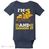 3rd Birthday Boy, I'm 3 And Digging It Truck Baby Bodysuit thumb 0