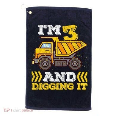 3rd Birthday Boy, I'm 3 And Digging It Truck Golf Towel