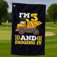 3rd Birthday Boy, I'm 3 And Digging It Truck Golf Towel thumb 1