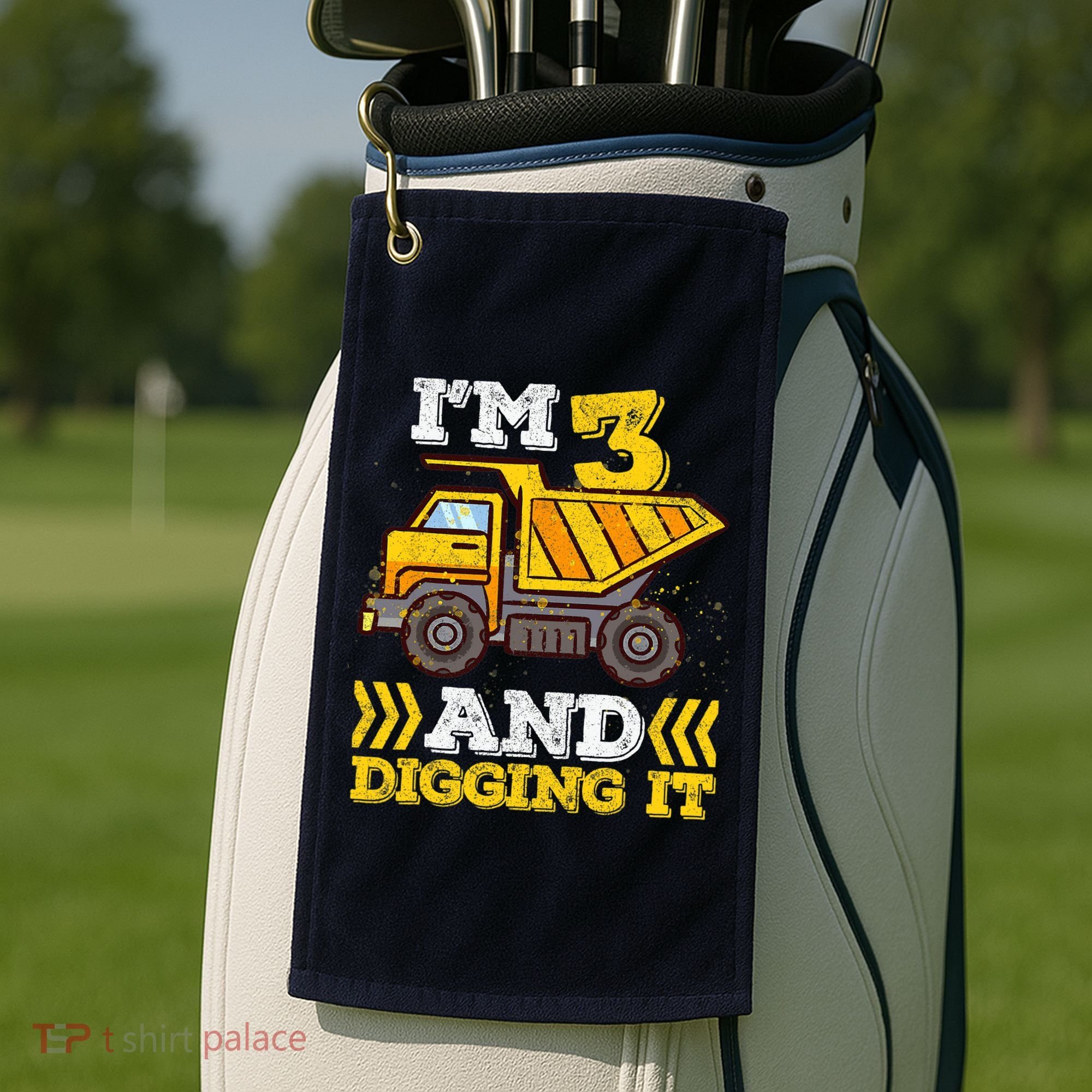 3rd Birthday Boy, I'm 3 And Digging It Truck Golf Towel