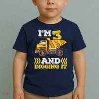 3rd Birthday Boy, I'm 3 And Digging It Truck Toddler T-Shirt thumb 2