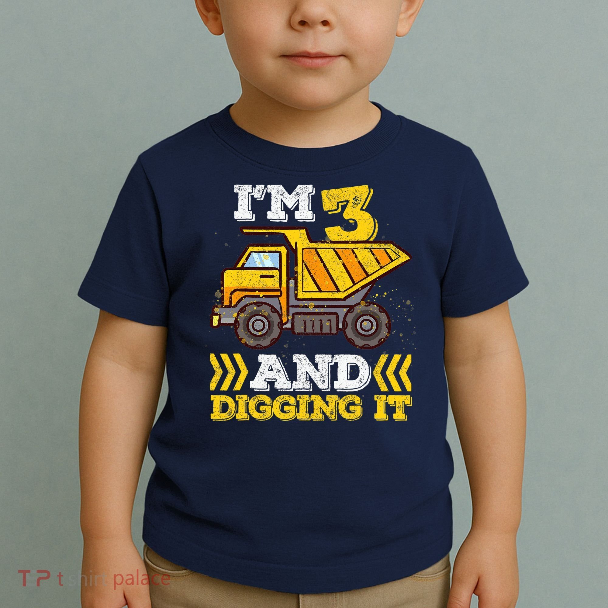 3rd Birthday Boy, I'm 3 And Digging It Truck Toddler T-Shirt